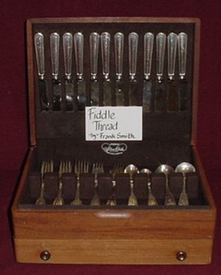 Fiddle Thread By Frank Smith Sterling Silver Flatware Set Service 84 Pieces photo