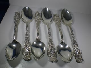 Rare Group 6 Antique Wendell Sterling Ariel Pattern Teaspoons 6 