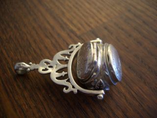 Silver Spinning Fob Locket For Pocket Watch Chain photo