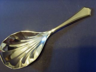 20thc Sterling Silver,  Long Shell Designed Tea Caddy Spoon,  H/m Birm,  1970. photo
