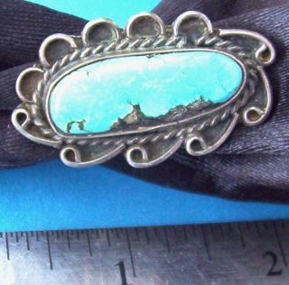 Antique Hand - Made Sterling Silver & Turquoise Ring - Classic Design,  Size photo