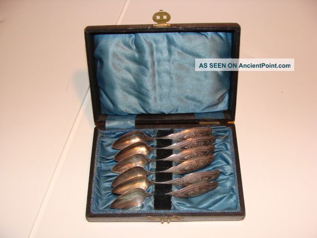 Set Of Six Sterling Silver Spoons In A Black Case Other photo