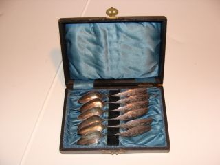Set Of Six Sterling Silver Spoons In A Black Case photo