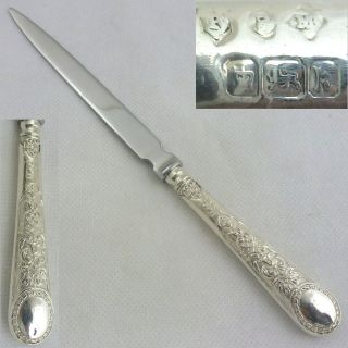 Antique Solid Silver Letter Opener Paper Knife 1902 Hallmarked Sheffield Nr photo
