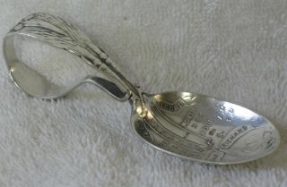 Antique Mauser & Co Sterling Silver Baby Spoon,  1912 Stork photo