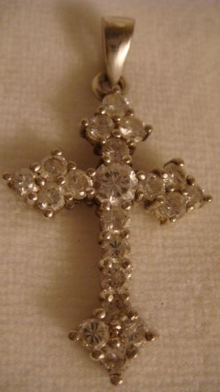 Vintage.  925 Silver Cross With Rhinestones Italian photo