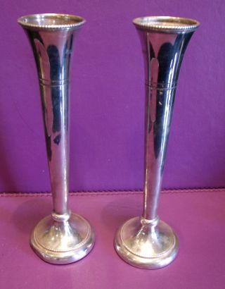 Pair Of Solid Silver Fluted Vases (full Matching Birmingham Hallmarks) photo