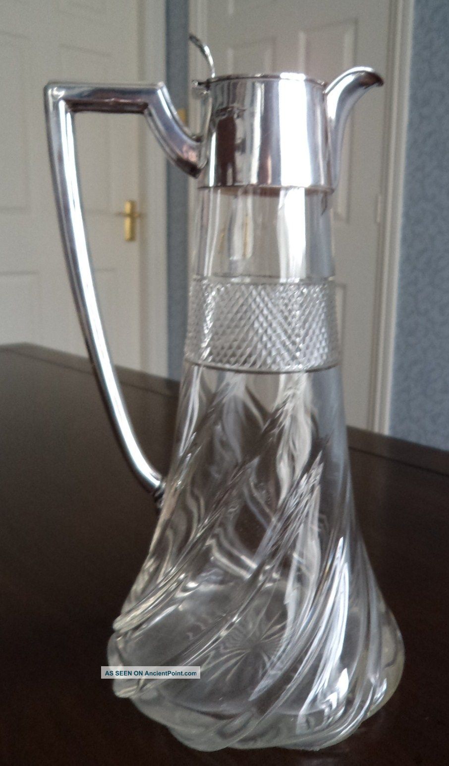 Stylish Art Deco Walker & Hall Solid Silver Claret Jug Decanter 1912 Pitchers & Jugs photo