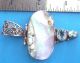 Vintage Hand - Made Sterling Silver,  Blue Topaz &mother - Of - Pearl Pendant - 18.  9 Gram Other photo 1