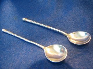 A Pair Of Antique Solid Silver Russian Spoons. photo