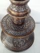 Pair Islamic Candlesticks Silver Bronze Copper Cairoware Mamluk Persian Ottoman Middle East photo 10