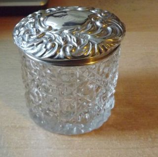 Antique Silver & Cut Glass Vanity Jar - 1900 James Deakin & Sons photo