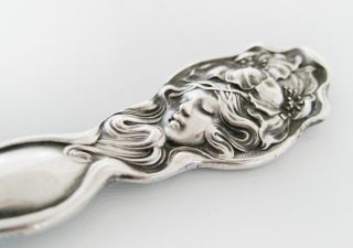 Unger Bros Rare Sterling Nouveau Goddess Flowers Flowing Hair Spoon C1904 Mint photo