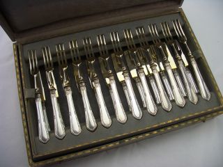 Quality Silver Pastry Set 1930c 24 Piece 800 Grade Cased photo