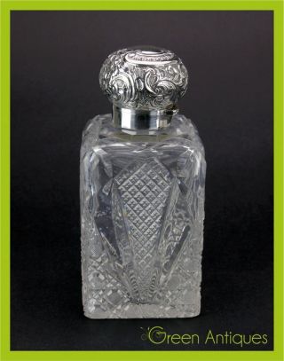 Antique 19thc Victorian Solid Silver & Cut Glass Perfume Bottle,  Sheffield C1898 photo