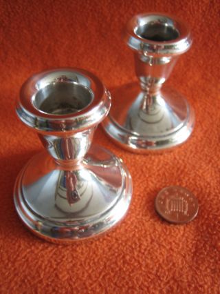 1978 Lrw Exquisite Solid Silver Small Desk Candlesticks. photo