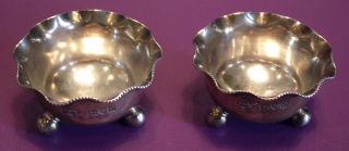 Pair Of Solid Silver Open Salts London 1900 photo