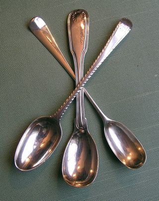 3 Antique Silver Tea/mustard Spoons,  Various Patterns,  Chawner,  London 1770 - 1808 photo