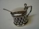 Art Deco Sterling Silver Mustard Pot With Cobalt Glass Liner & Spoon Mustard Pots photo 1