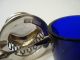 Art Deco Sterling Silver Mustard Pot With Cobalt Glass Liner & Spoon Mustard Pots photo 4