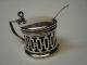 Art Deco Sterling Silver Mustard Pot With Cobalt Glass Liner & Spoon Mustard Pots photo 6