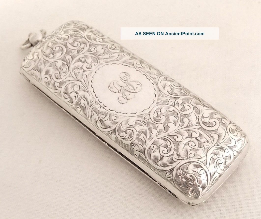 Antique Hallmarked Sterling Silver Triple Sovereign Case - 1911 Cigarette & Vesta Cases photo