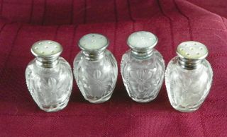2 Sets Roden Sterling Silver Mother Of Pearl & Crystal Salt & Pepper Shakers photo