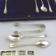 Set 6 Six Antique Cased Solid Silver Tea Spoons 1909 Hallmarked Sterling Nr Other photo 1
