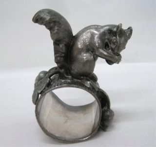 Rare Antique Figural Squirrel Nut Acorn Napkin Ring Holder Silverplate photo