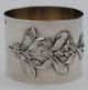 Art Nouveau Antique French Sterling Silver Napkin Ring Flowers Napkin Rings & Clips photo 2