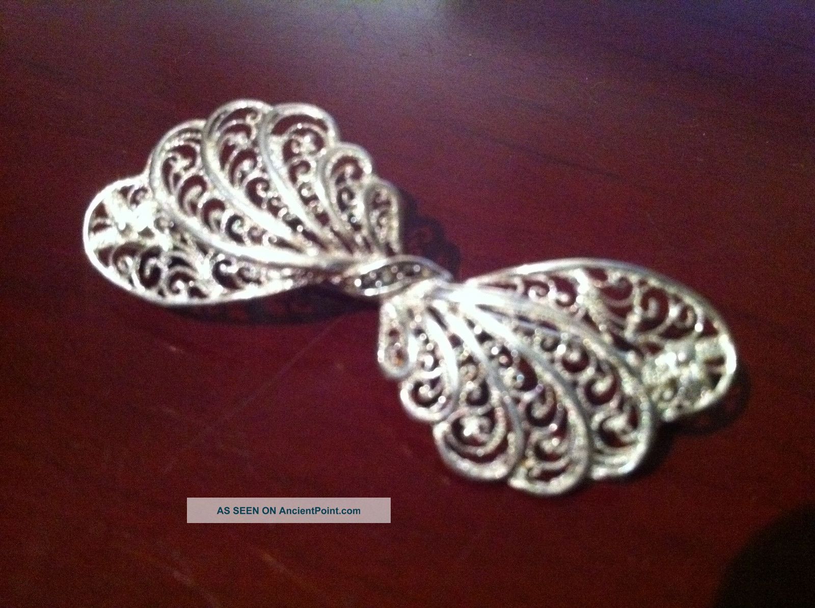Solid Silver Bow Marcasite Lattice Work Brooch Or Pin Silver Brooches/ Jewellery photo