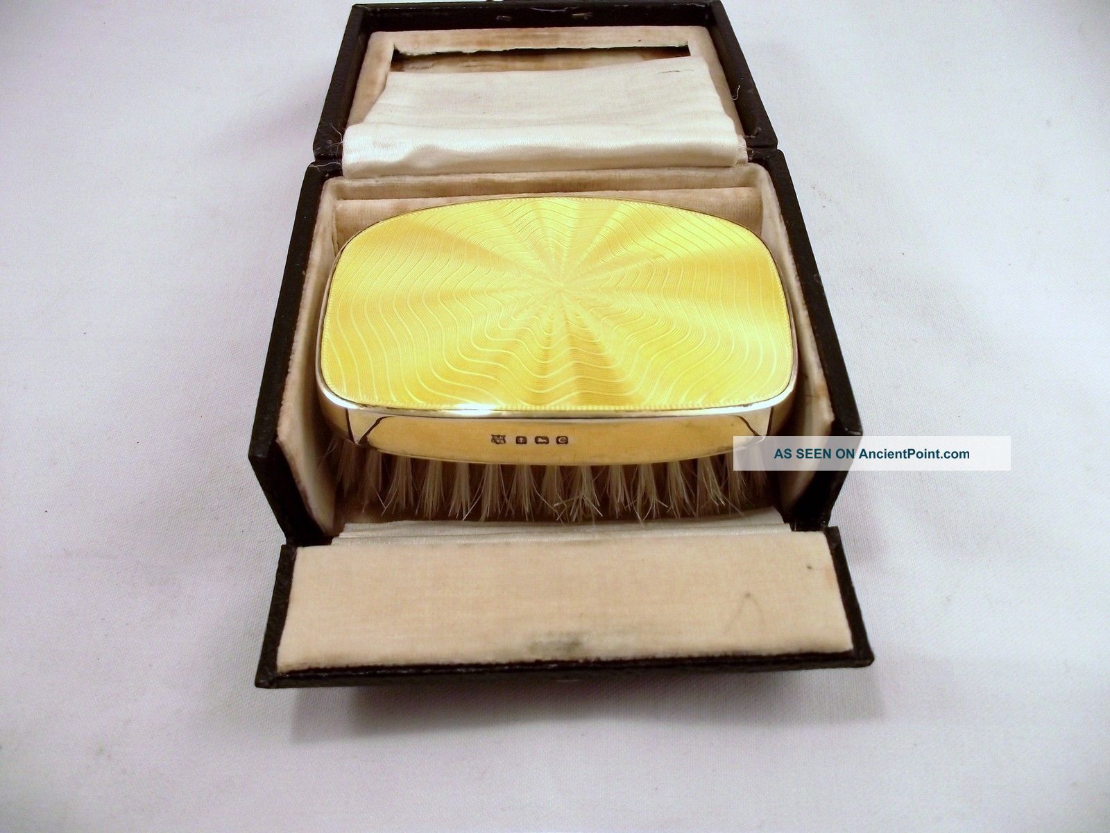 Cased Silver / Guilloche Enamel Brush - Birmingham 1927 Brushes & Grooming Sets photo