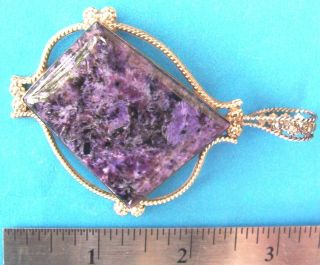 Large Sterling Silver & Purple Stone Pendant - 29.  2 Grams,  Just Under 1 Oz photo