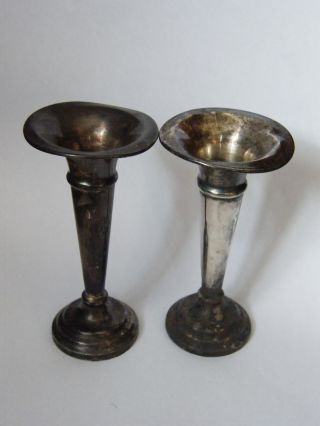 Vintage - Solid Silver Pair Of Posey Vases - Need A Good Clean - B ' Ham - Circa 1926 photo