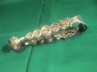Antique Solid Silver Large Sugar Or Ice Tongues Snakes Germany photo