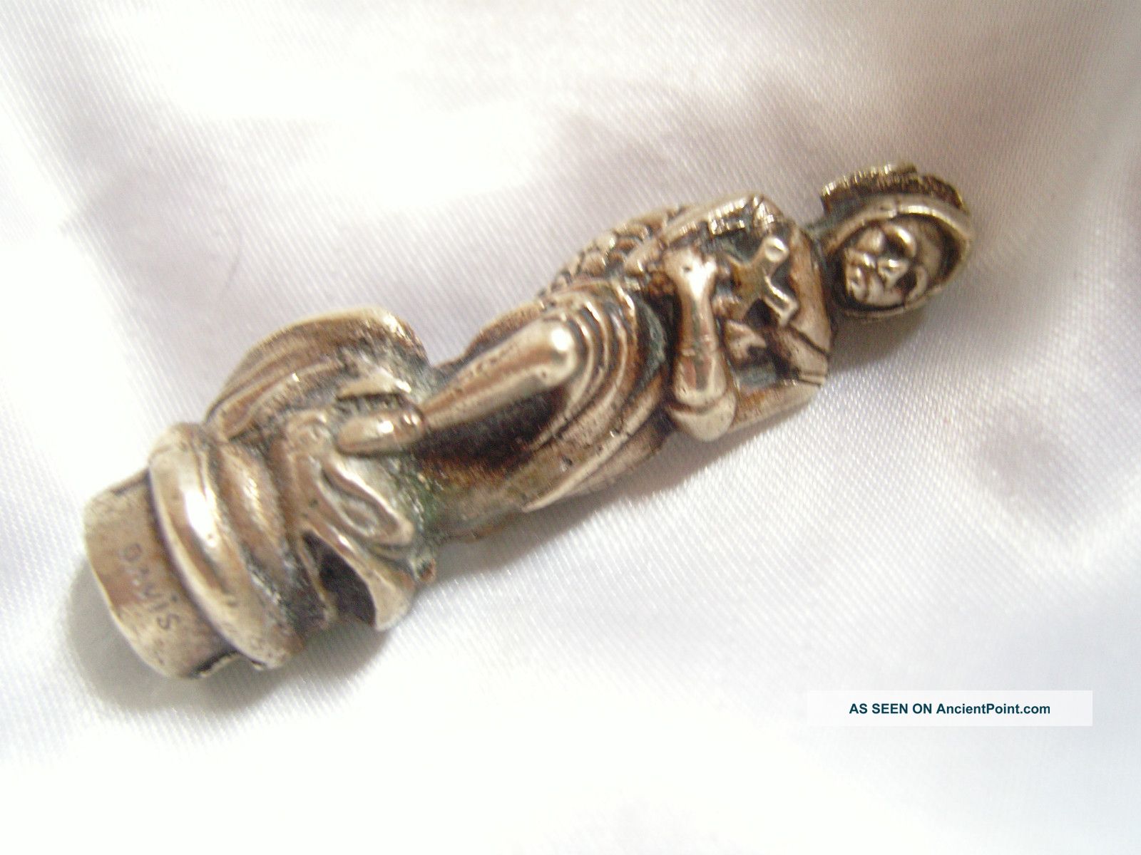 Antique Silver Plate Pen Finial - St George & The Dragon - Marked Davis Miniatures photo