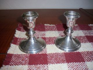 2 Sterling Silver Candlesticks photo