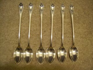 6 Rogers 1911 Old Colony Iced Tea Spoons Silverplate Victorian photo