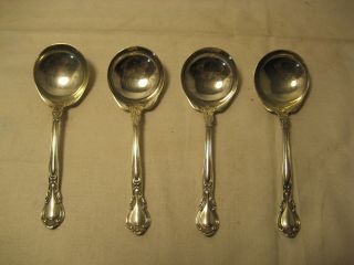 4 Gorham Sterling Chantilly Pattern Round Bowl Boullion Soup Spoons photo