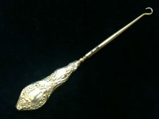 Antique Silver Handle Button Hook Chester Ref1746/2 photo