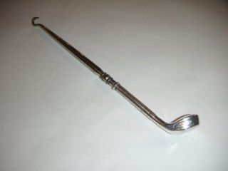 Antique Silver Novelty Button Hook In The Form Of A Golf Club By Adie & Lovekin photo