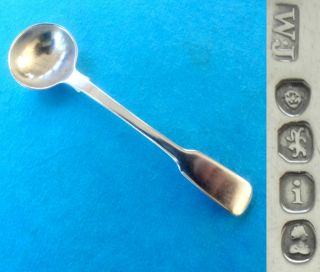 1824 - Antique Hm Sterling Silver Salt Spoon - W.  Johnson photo