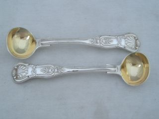 Fine Kings Pattern Charles Shaw Victorian Pair 1847 Silver Mustard Spoons 59g photo