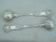 Fine Kings Pattern Charles Shaw Victorian Pair 1847 Silver Mustard Spoons 59g Other photo 1
