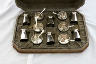 Webster Sterling Silver Open Salts,  Salt Spoons And Shakers 18 Pc photo