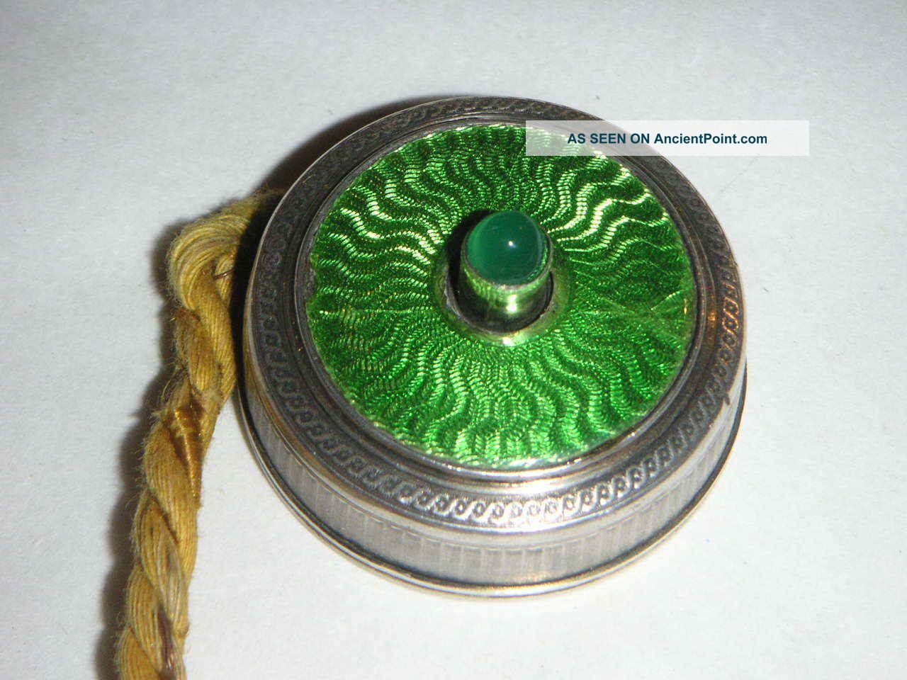 Continental Silver & Enamel Bell Push Of Lovely Green Colour Other photo