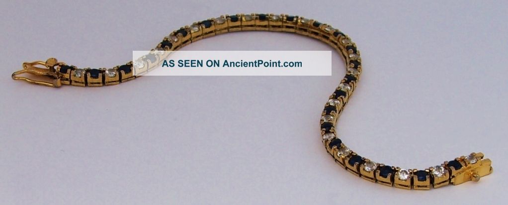 Lovely Vintage Gem Set Solid Sterling Silver Gilt Bracelet Uncategorized photo