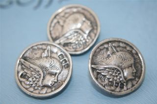 Antique Sterling Solid Silver 3 Reynolds Angels Buttons Hm London 1899 photo
