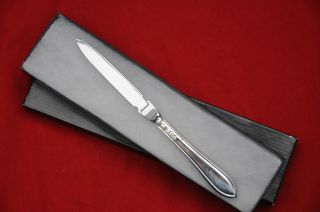 Boxed Sheffield Ladies Silver Letter Opener Pointed Thread Pattern 1961 photo