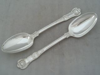Pair Eaton Quality Queens Pattern 1857 Heavy Gauge Silver Serving Spoons 216g photo